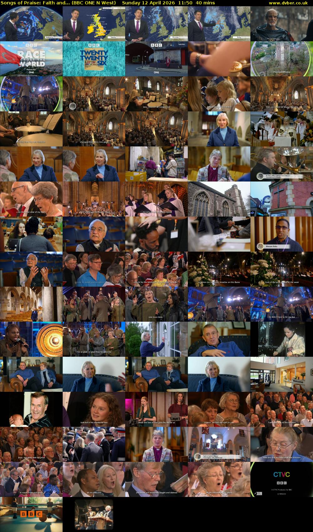 Songs of Praise: Faith and... (BBC ONE N West) Sunday 12 April 2026 11:50 - 12:30