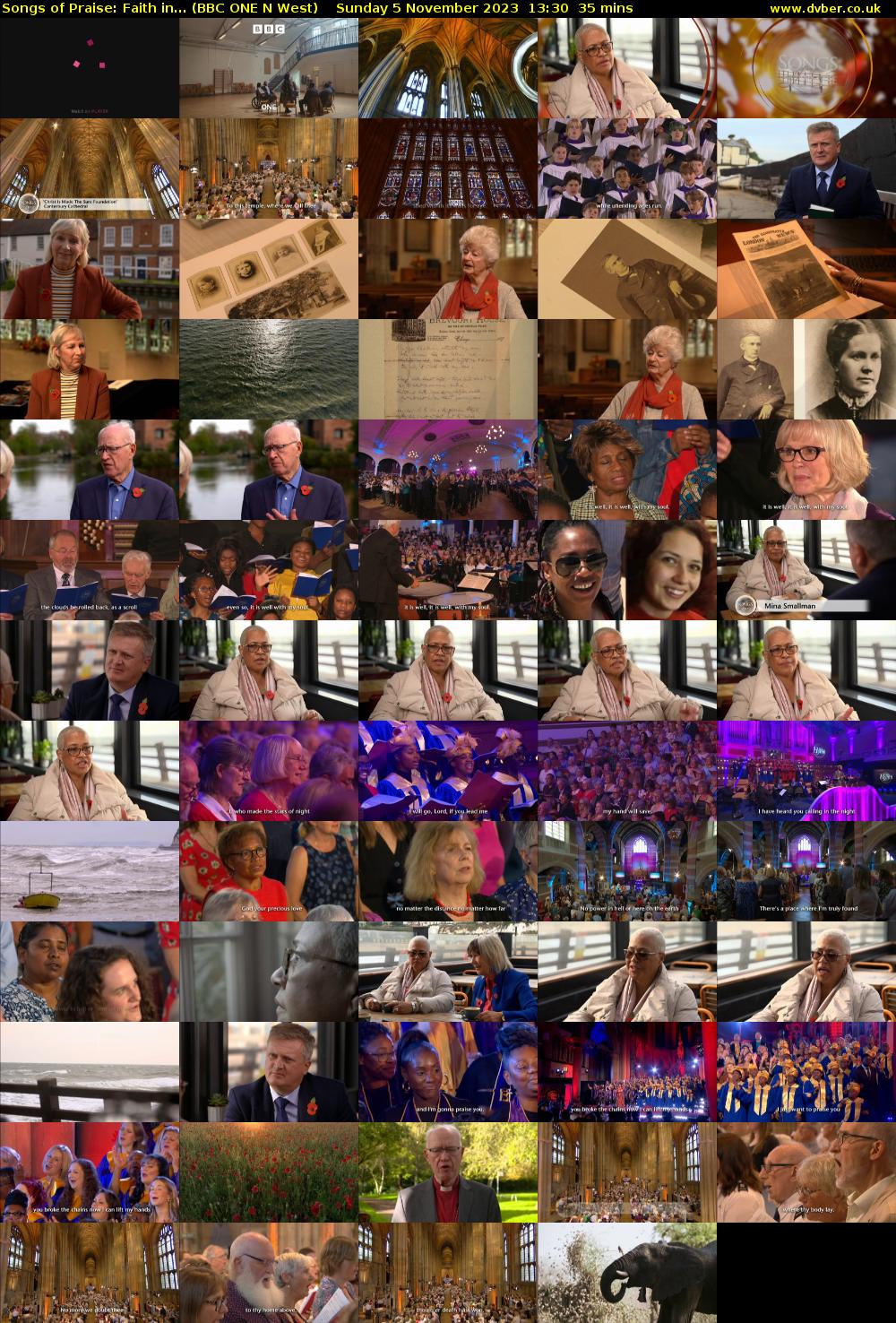 Songs of Praise: Faith in... (BBC ONE N West) Sunday 5 November 2023 13:30 - 14:05