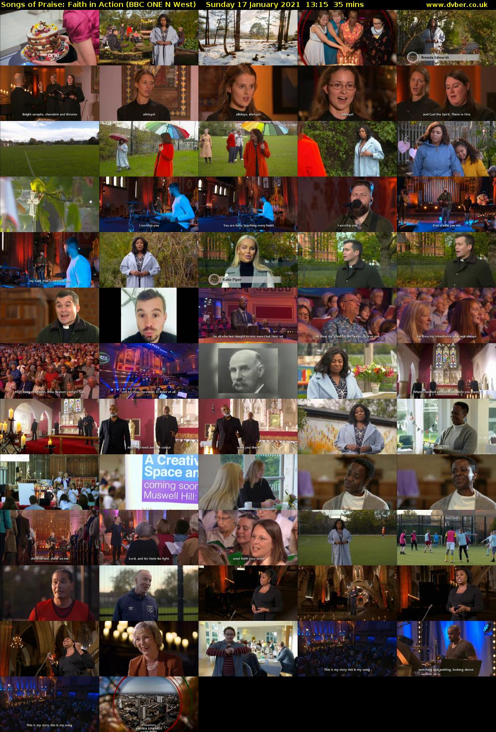 Songs of Praise: Faith in Action (BBC ONE N West) Sunday 17 January 2021 13:15 - 13:50