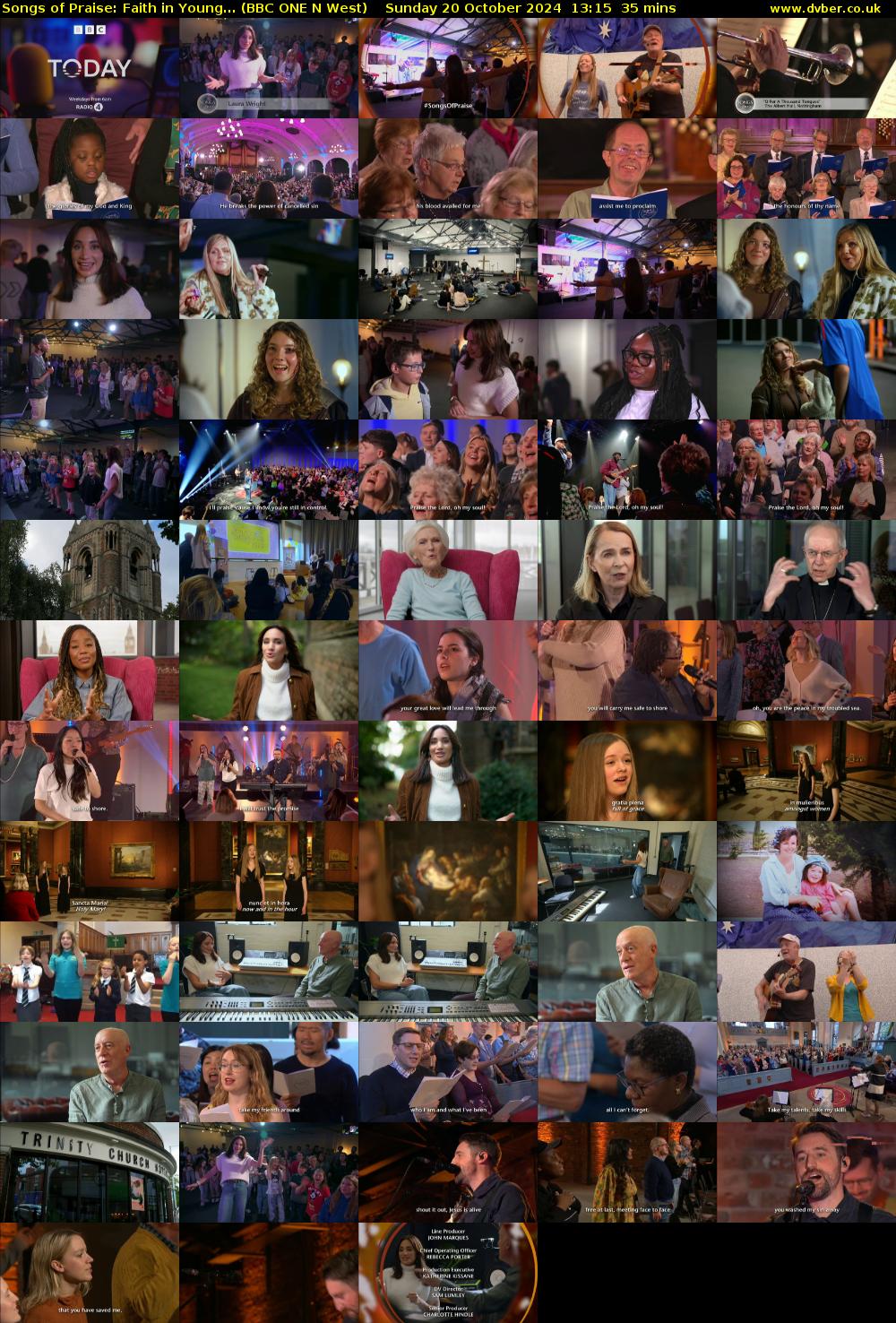 Songs of Praise: Faith in Young... (BBC ONE N West) Sunday 20 October 2024 13:15 - 13:50
