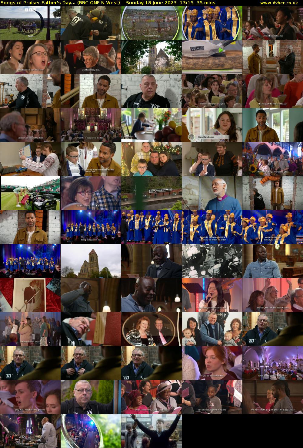 Songs of Praise: Father's Day... (BBC ONE N West) Sunday 18 June 2023 13:15 - 13:50