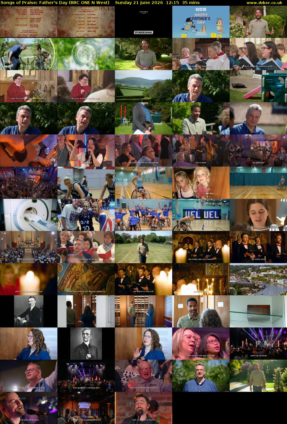 Songs of Praise: Father's Day (BBC ONE N West) Sunday 21 June 2026 12:15 - 12:50