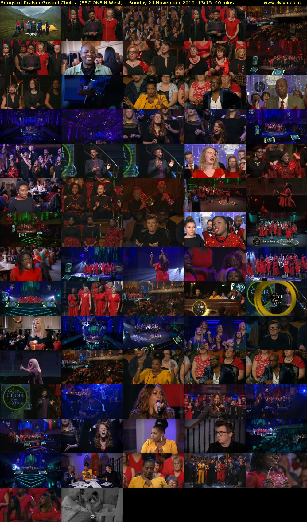 Songs of Praise: Gospel Choir... (BBC ONE N West) Sunday 24 November 2019 13:15 - 13:55