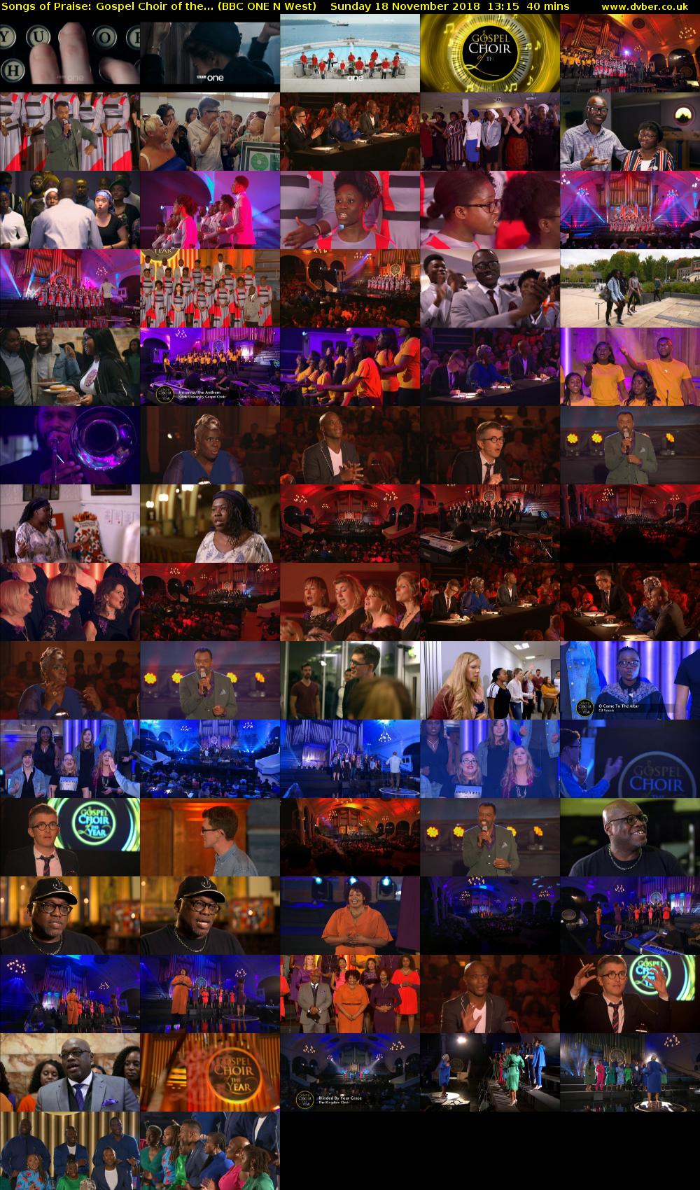 Songs of Praise: Gospel Choir of the... (BBC ONE N West) Sunday 18 November 2018 13:15 - 13:55