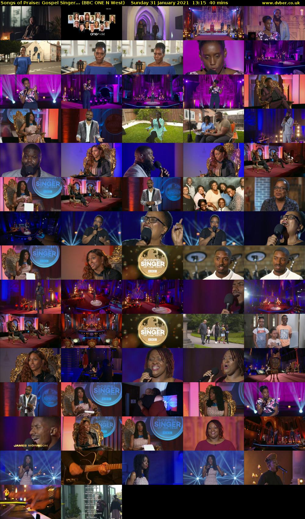 Songs of Praise: Gospel Singer... (BBC ONE N West) Sunday 31 January 2021 13:15 - 13:55
