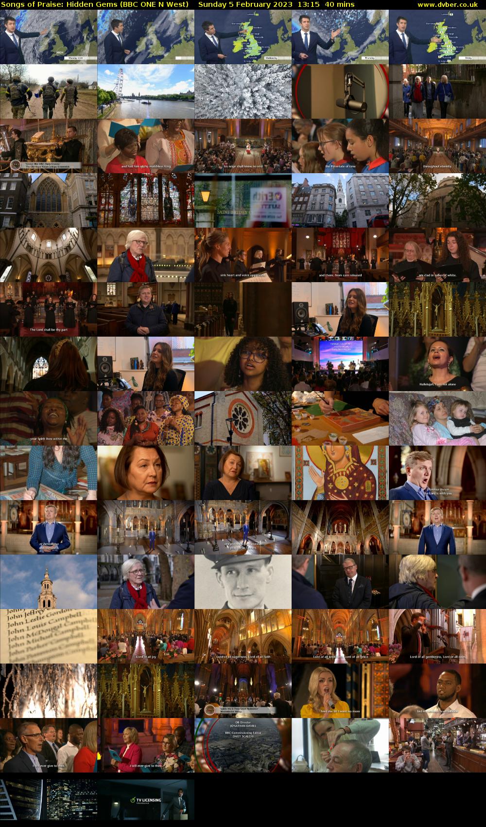 Songs of Praise: Hidden Gems (BBC ONE N West) Sunday 5 February 2023 13:15 - 13:55