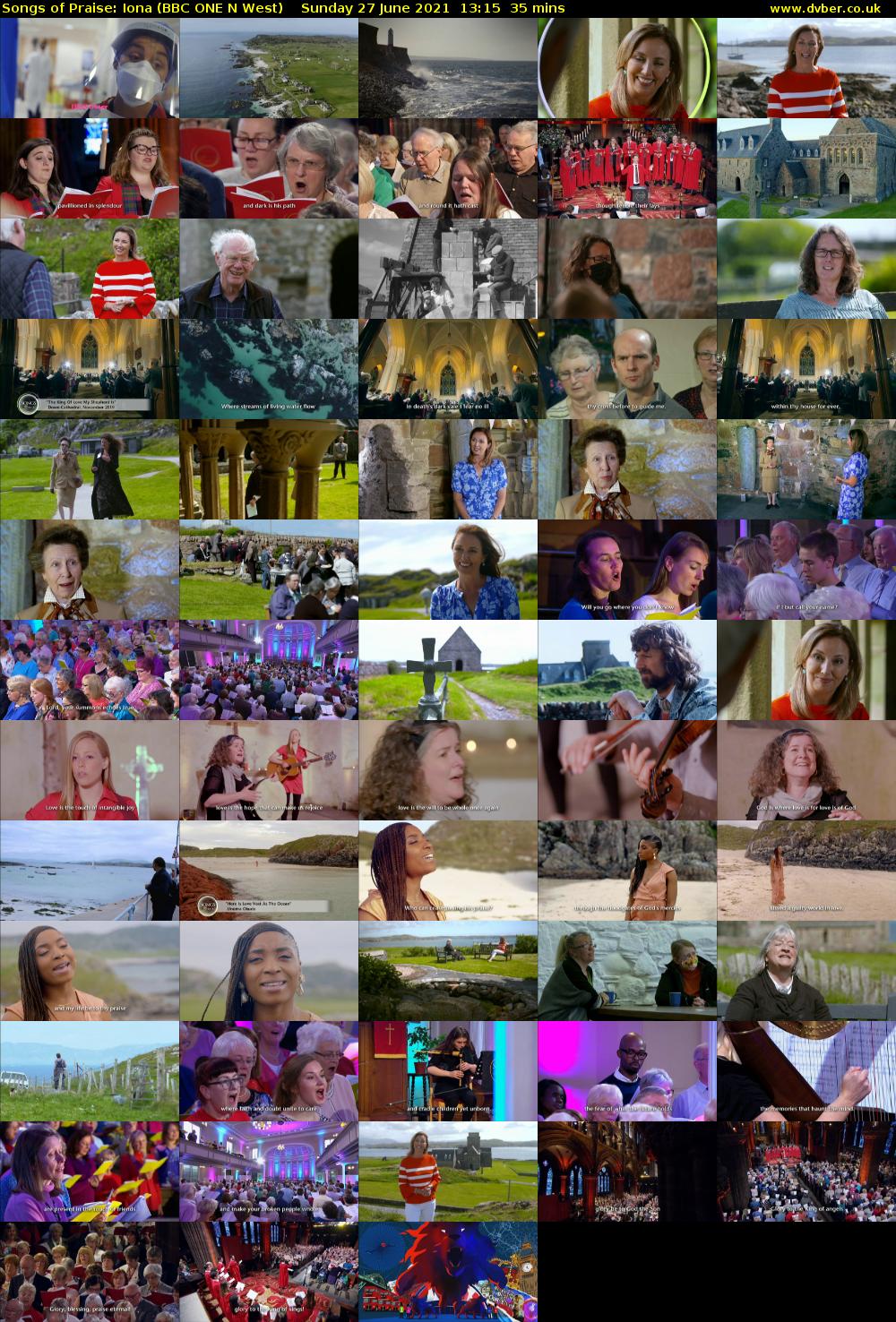 Songs of Praise: Iona (BBC ONE N West) Sunday 27 June 2021 13:15 - 13:50