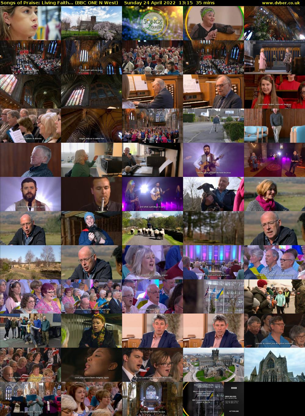 Songs of Praise: Living Faith... (BBC ONE N West) Sunday 24 April 2022 13:15 - 13:50