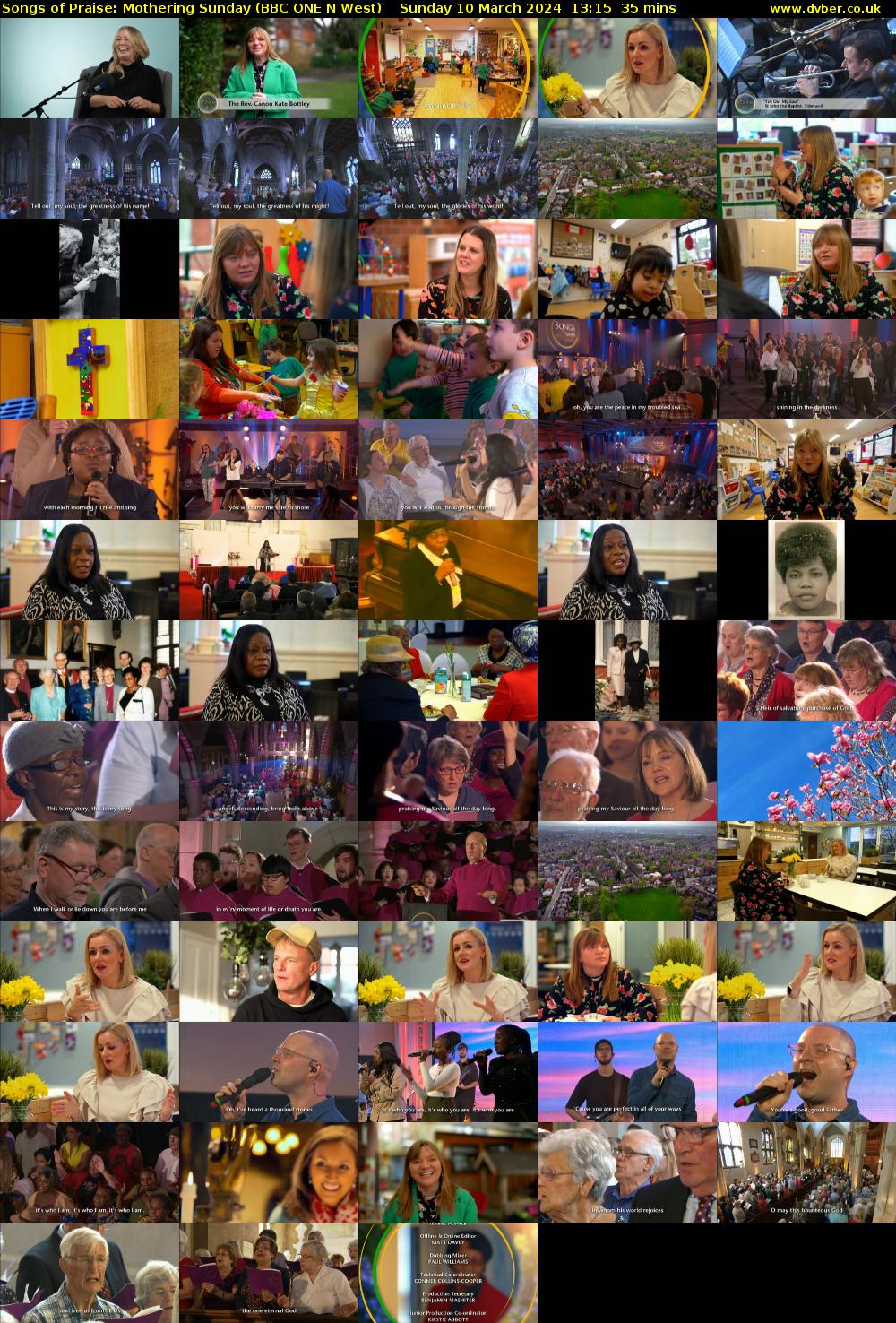 Songs of Praise: Mothering Sunday (BBC ONE N West) Sunday 10 March 2024 13:15 - 13:50