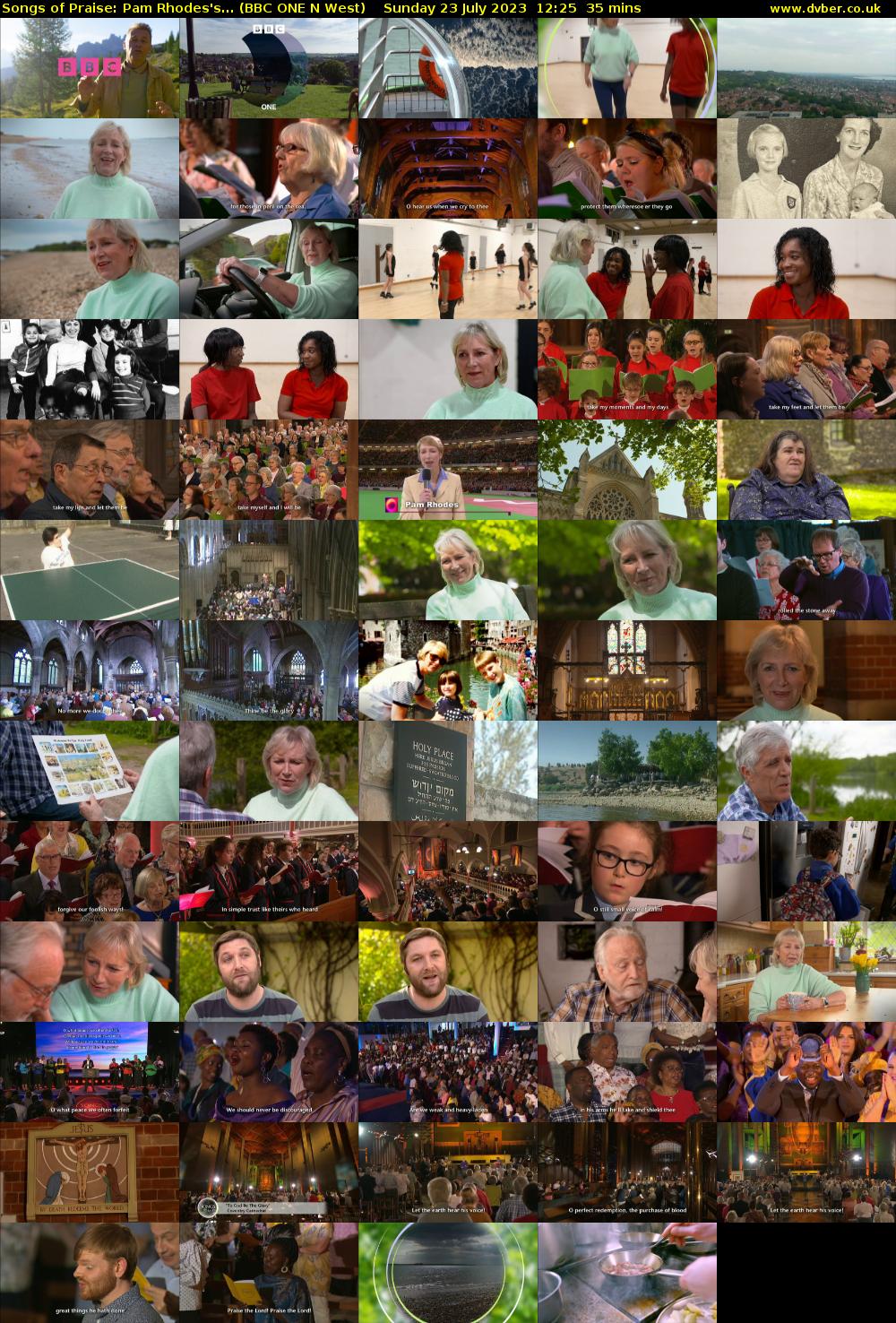 Songs of Praise: Pam Rhodes's... (BBC ONE N West) Sunday 23 July 2023 12:25 - 13:00