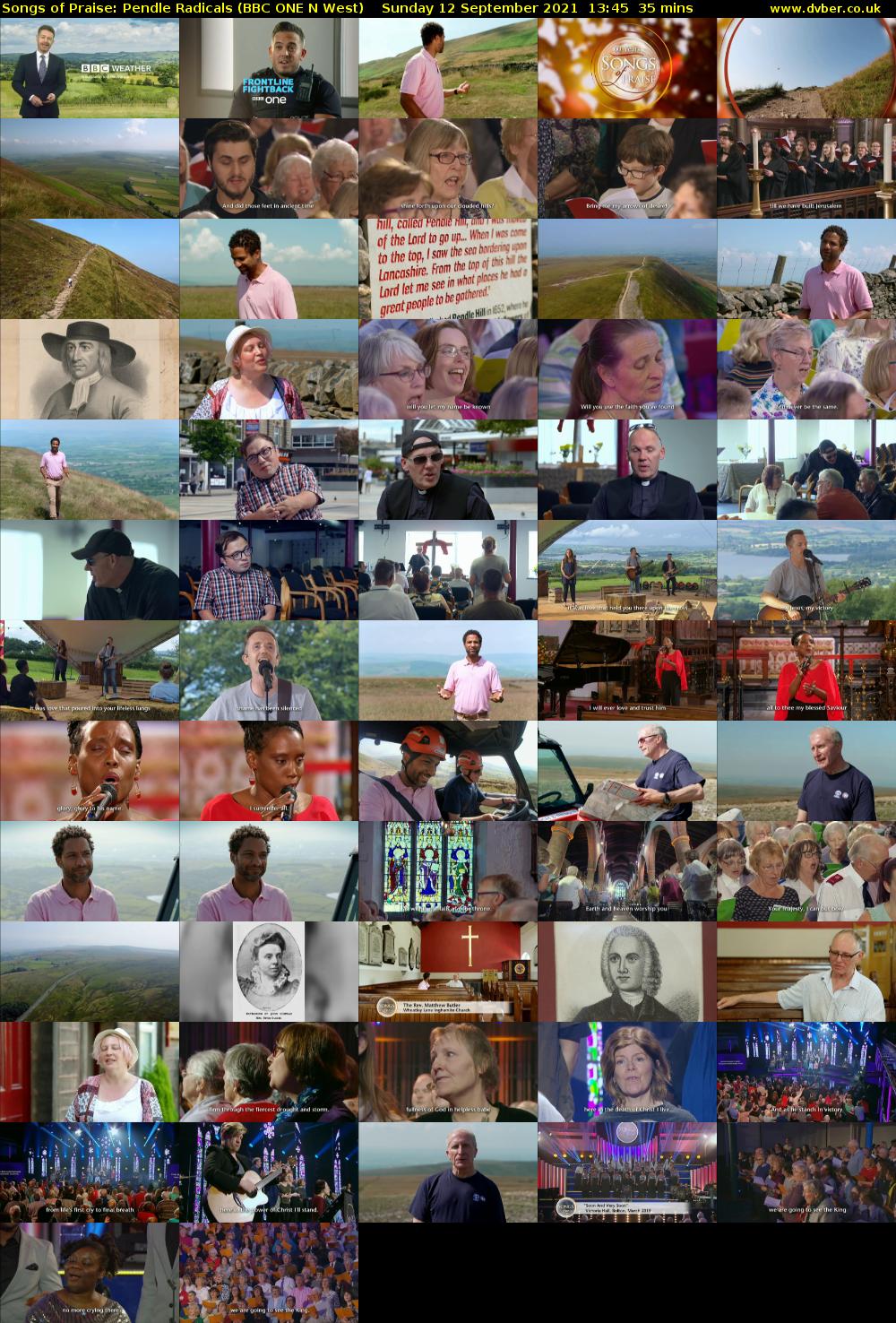 Songs of Praise: Pendle Radicals (BBC ONE N West) Sunday 12 September 2021 13:45 - 14:20