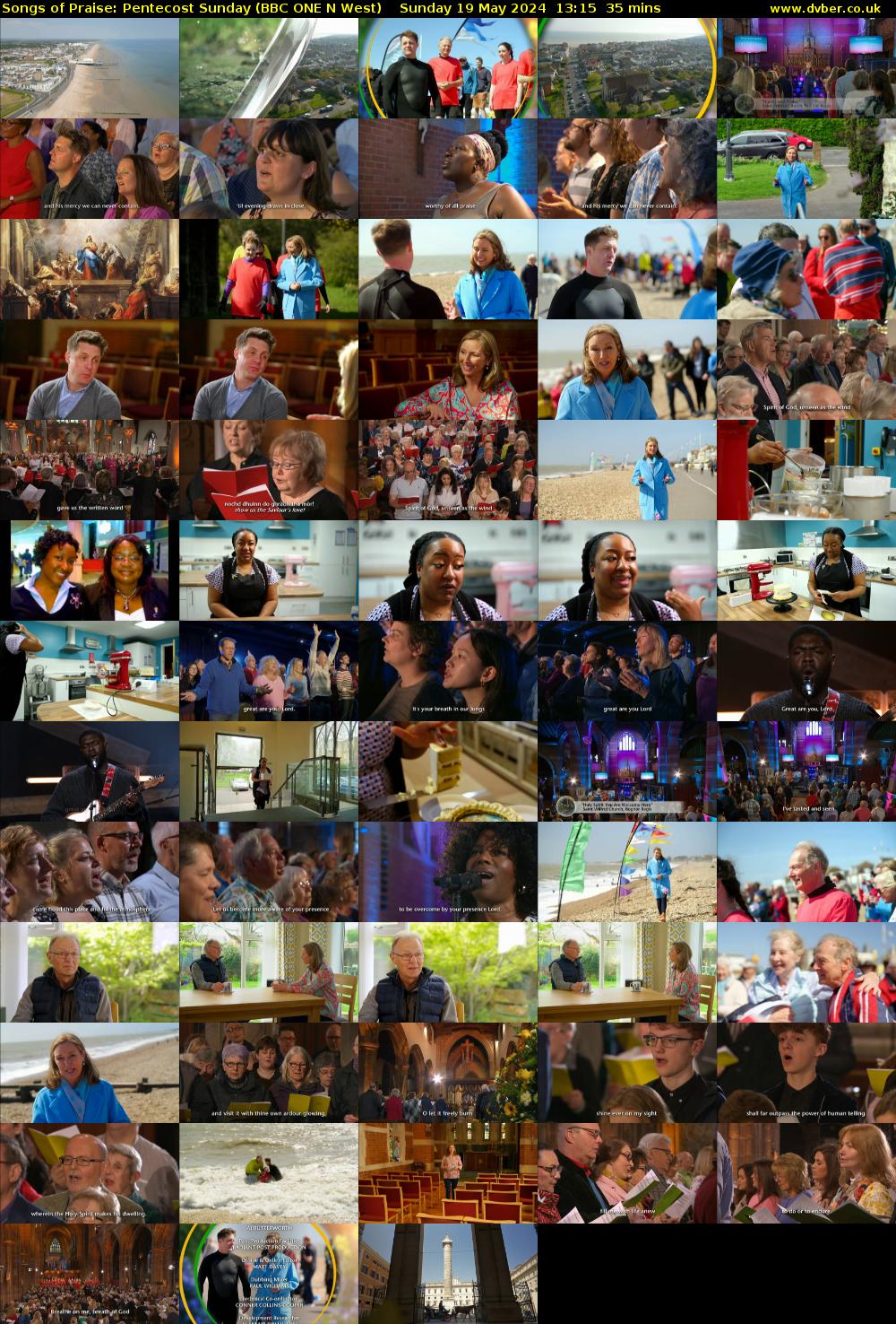 Songs of Praise: Pentecost Sunday (BBC ONE N West) Sunday 19 May 2024 13:15 - 13:50