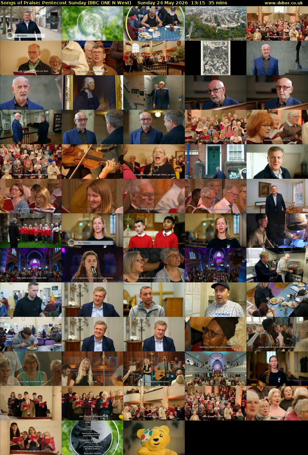 Songs of Praise: Pentecost Sunday (BBC ONE N West) Sunday 24 May 2026 13:15 - 13:50