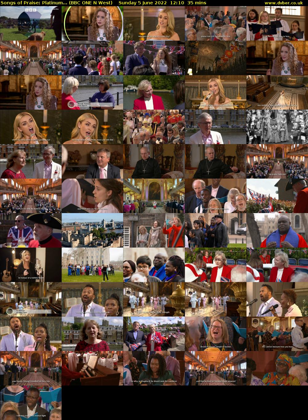 Songs of Praise: Platinum... (BBC ONE N West) Sunday 5 June 2022 12:10 - 12:45