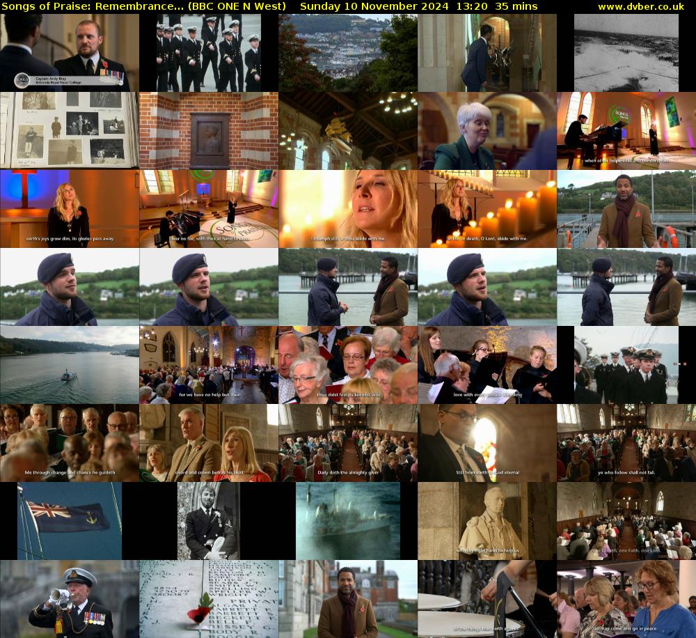 Songs of Praise: Remembrance... (BBC ONE N West) Sunday 10 November 2024 13:20 - 13:55
