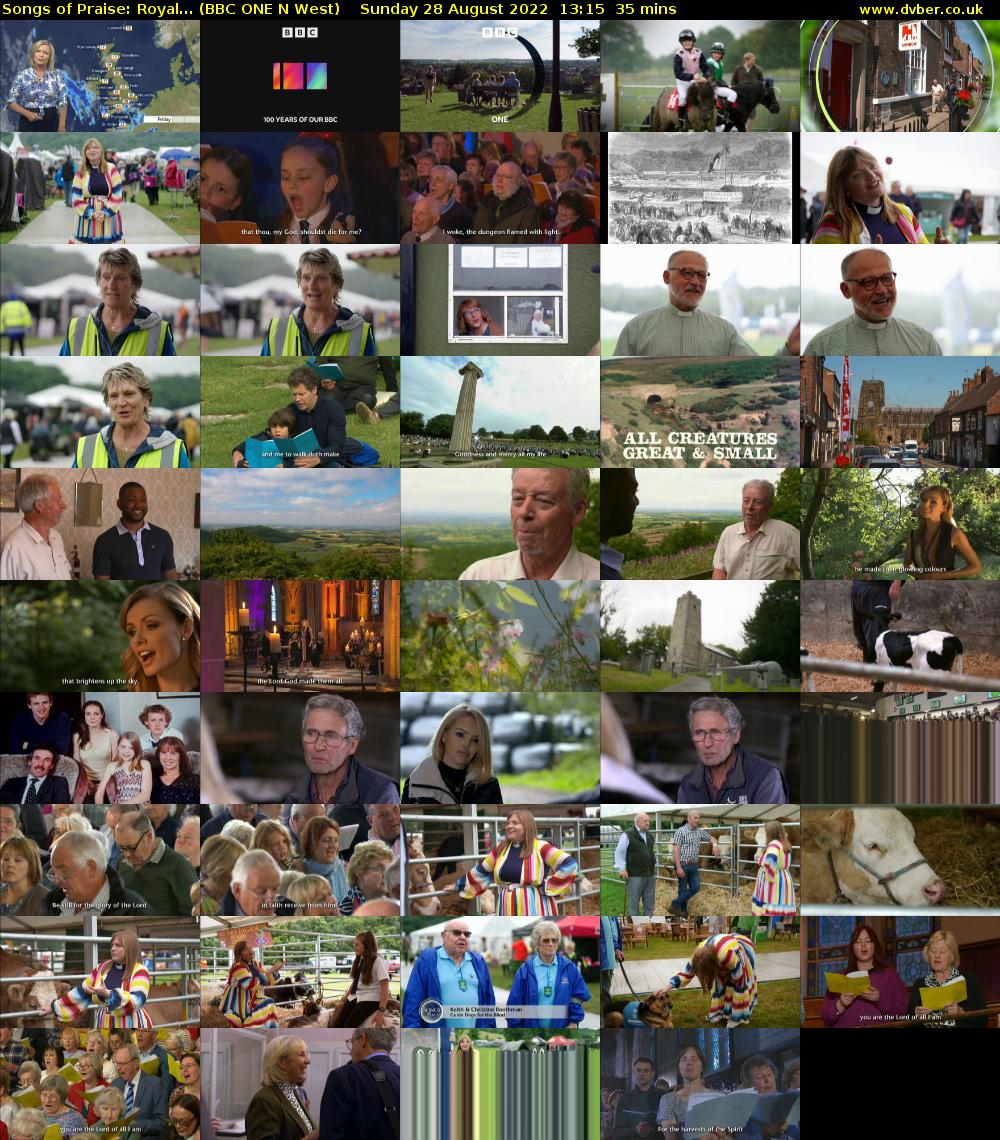 Songs of Praise: Royal... (BBC ONE N West) Sunday 28 August 2022 13:15 - 13:50