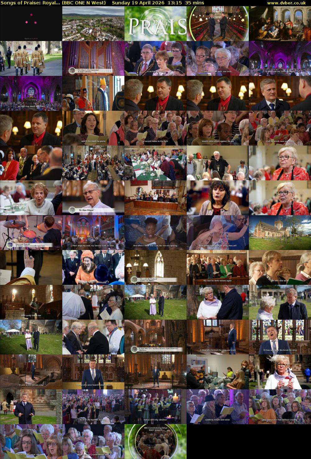 Songs of Praise: Royal... (BBC ONE N West) Sunday 19 April 2026 13:15 - 13:50