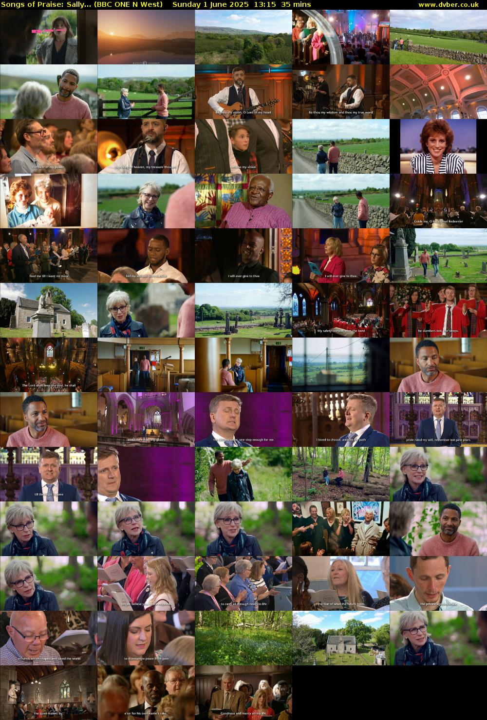 Songs of Praise: Sally... (BBC ONE N West) Sunday 1 June 2025 13:15 - 13:50