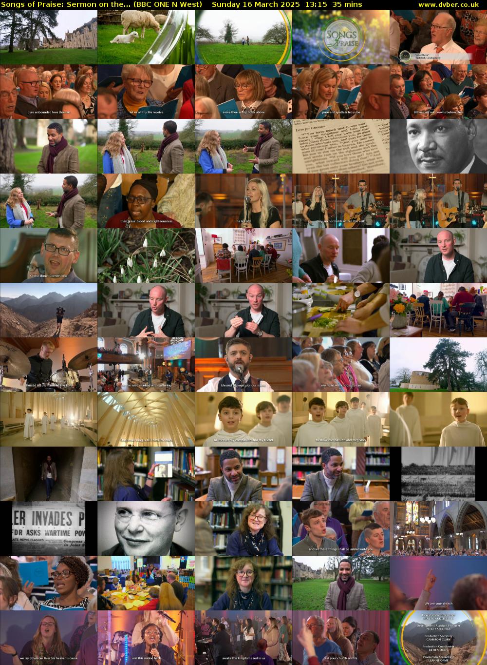 Songs of Praise: Sermon on the... (BBC ONE N West) Sunday 16 March 2025 13:15 - 13:50