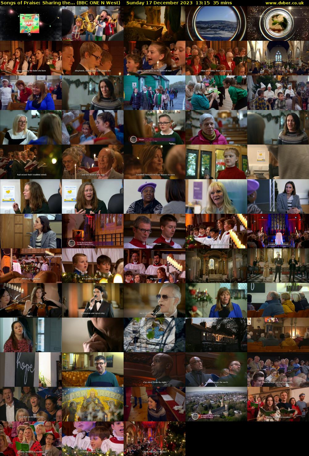 Songs of Praise: Sharing the... (BBC ONE N West) Sunday 17 December 2023 13:15 - 13:50