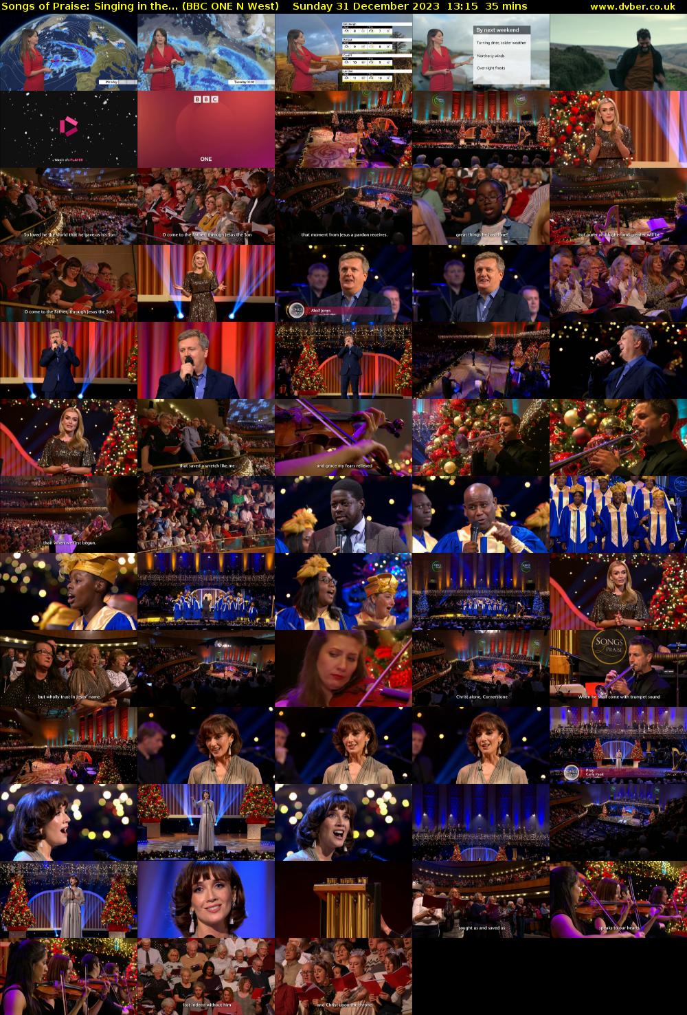 Songs of Praise: Singing in the... (BBC ONE N West) Sunday 31 December 2023 13:15 - 13:50