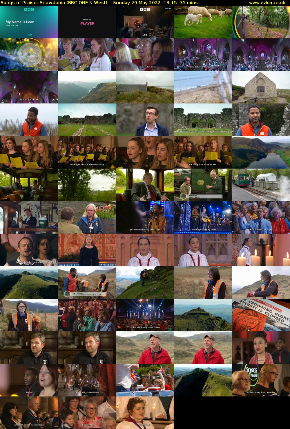 Songs of Praise: Snowdonia (BBC ONE N West) Sunday 29 May 2022 13:15 - 13:50