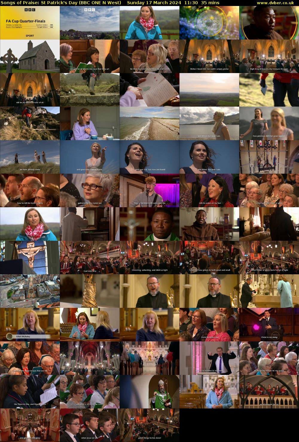 Songs of Praise: St Patrick's Day (BBC ONE N West) Sunday 17 March 2024 11:30 - 12:05