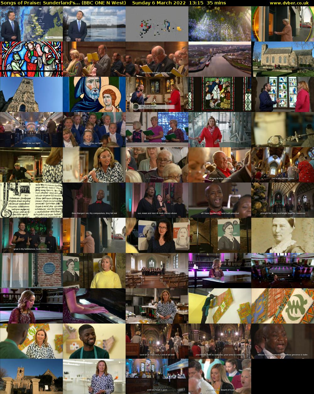 Songs of Praise: Sunderland's... (BBC ONE N West) Sunday 6 March 2022 13:15 - 13:50