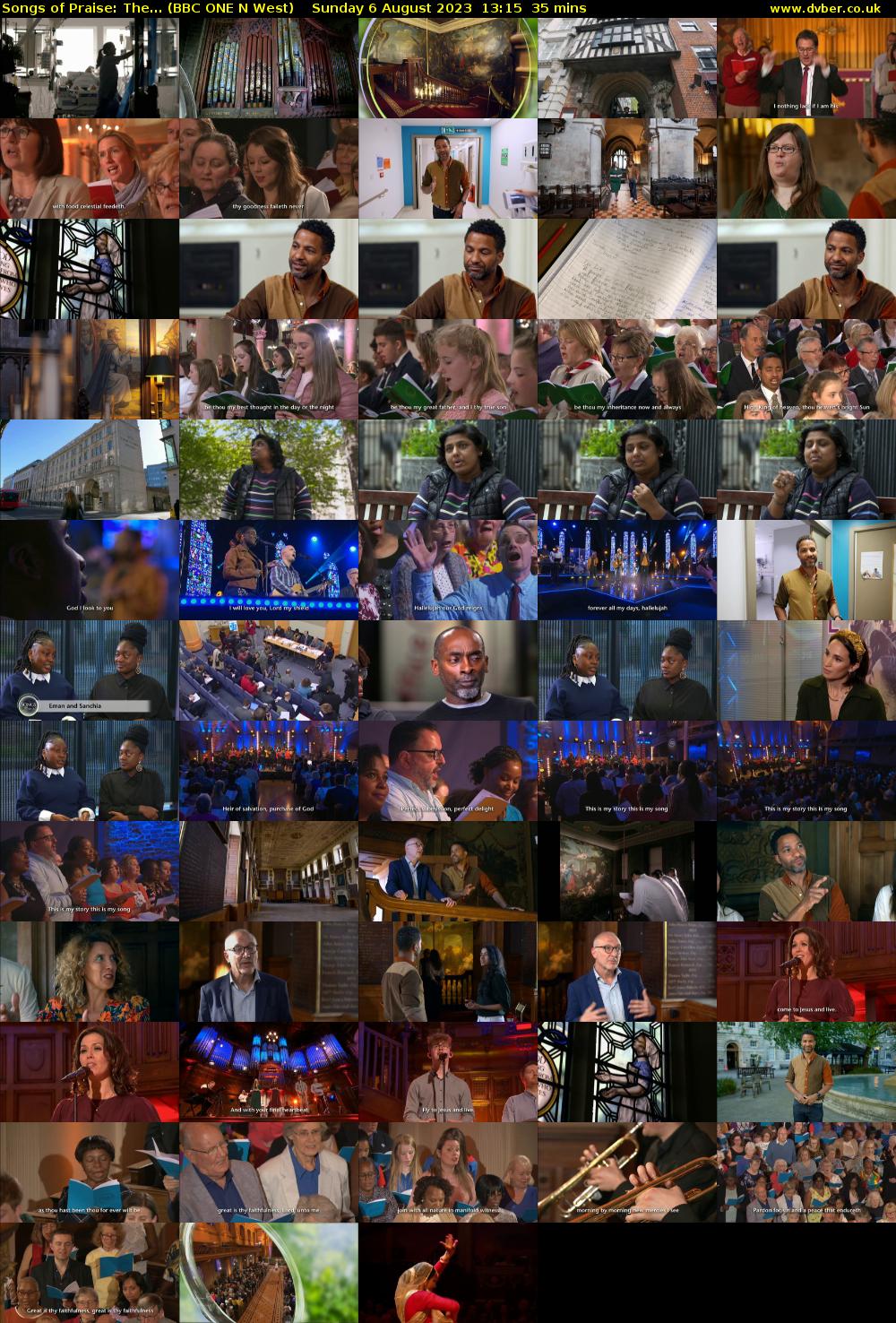 Songs of Praise: The... (BBC ONE N West) Sunday 6 August 2023 13:15 - 13:50