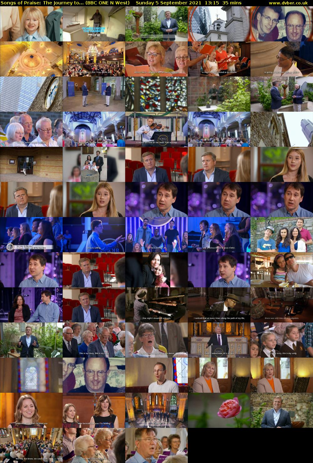 Songs of Praise: The Journey to... (BBC ONE N West) Sunday 5 September 2021 13:15 - 13:50