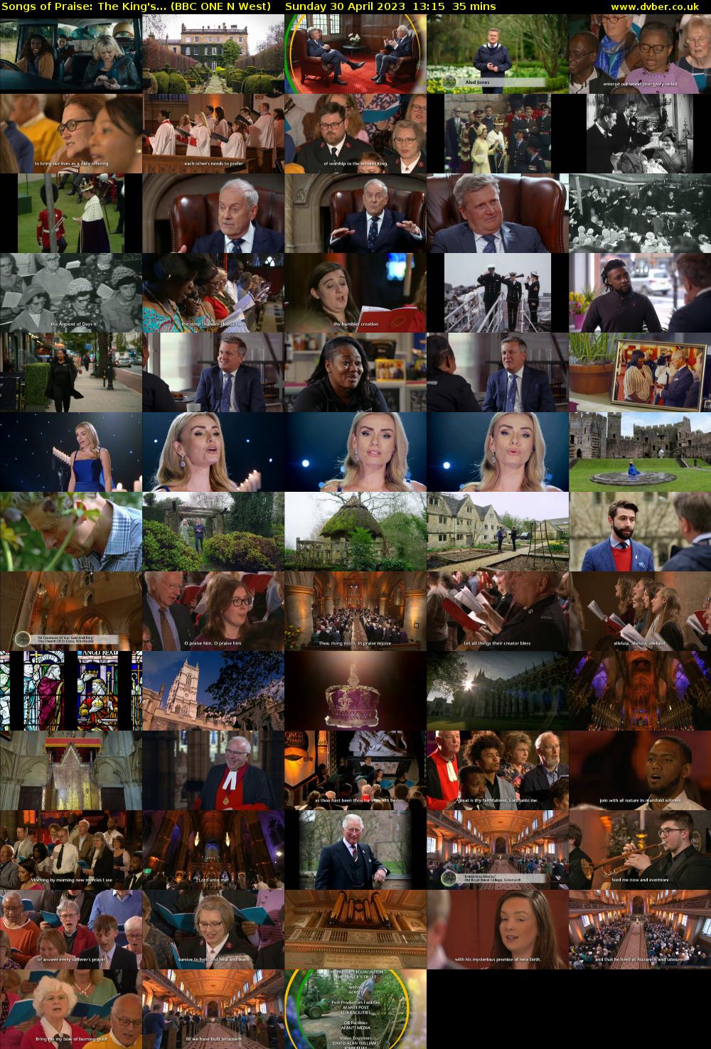 Songs of Praise: The King's... (BBC ONE N West) Sunday 30 April 2023 13:15 - 13:50