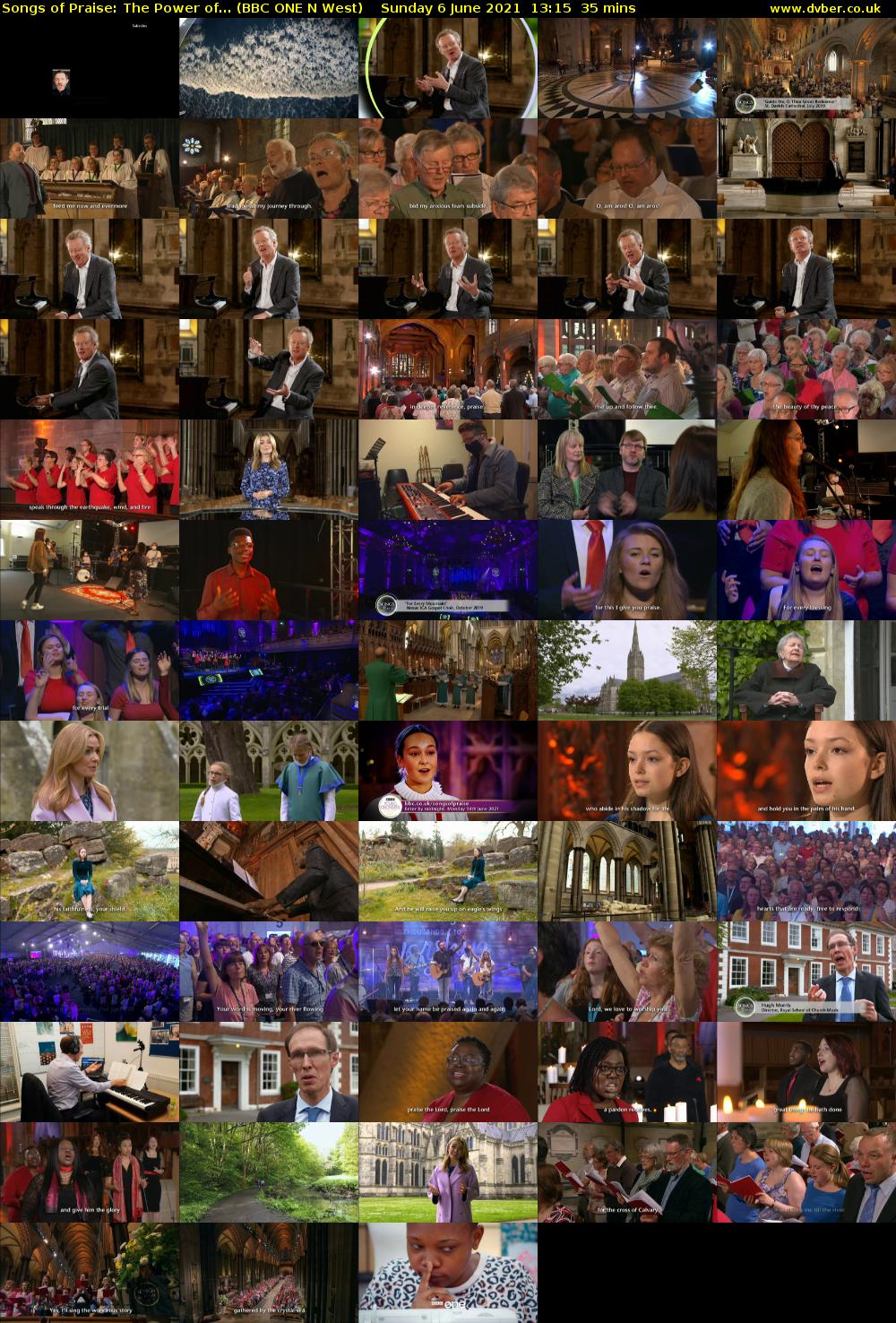 Songs of Praise: The Power of... (BBC ONE N West) Sunday 6 June 2021 13:15 - 13:50