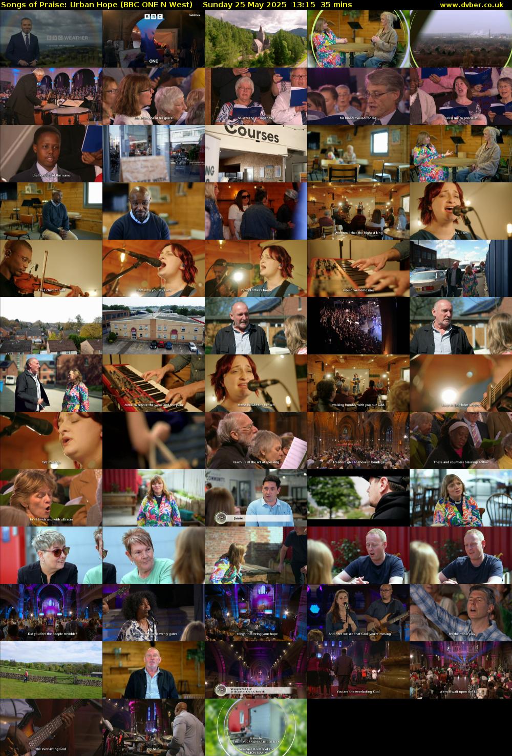 Songs of Praise: Urban Hope (BBC ONE N West) Sunday 25 May 2025 13:15 - 13:50