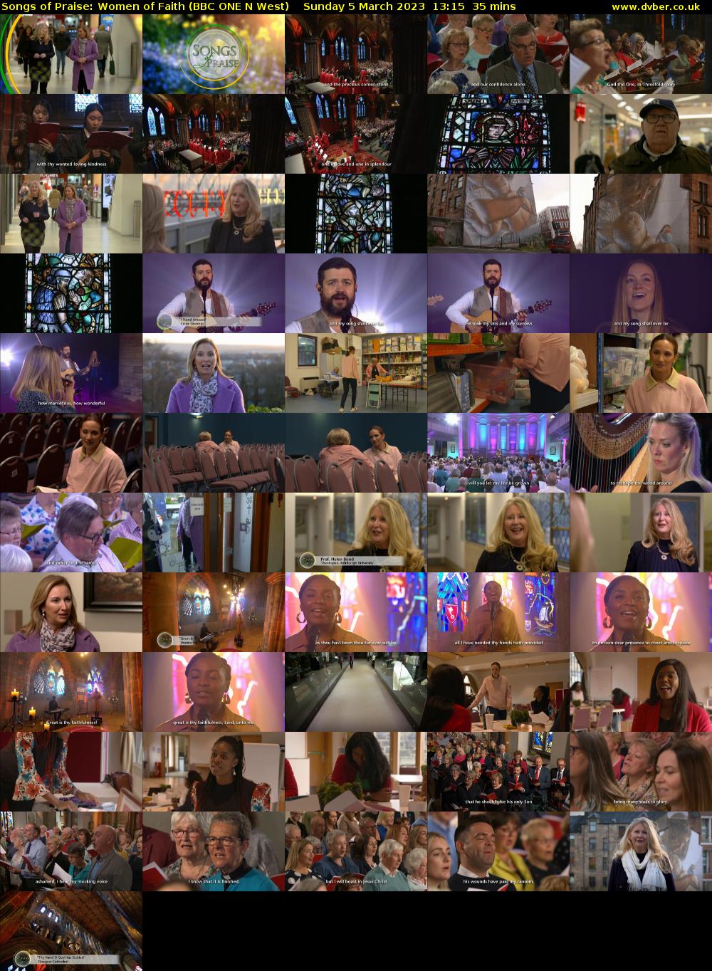 Songs of Praise: Women of Faith (BBC ONE N West) Sunday 5 March 2023 13:15 - 13:50