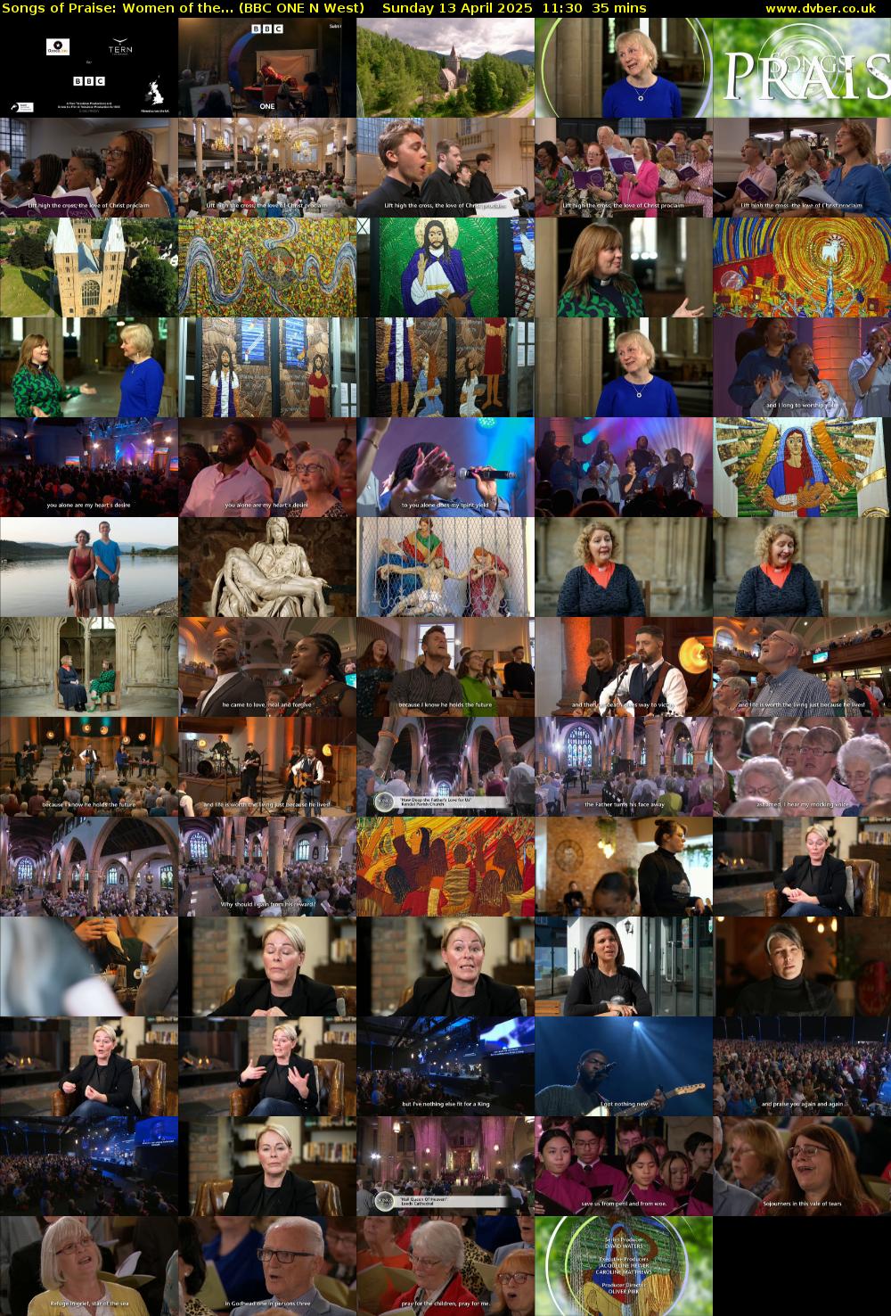 Songs of Praise: Women of the... (BBC ONE N West) Sunday 13 April 2025 11:30 - 12:05