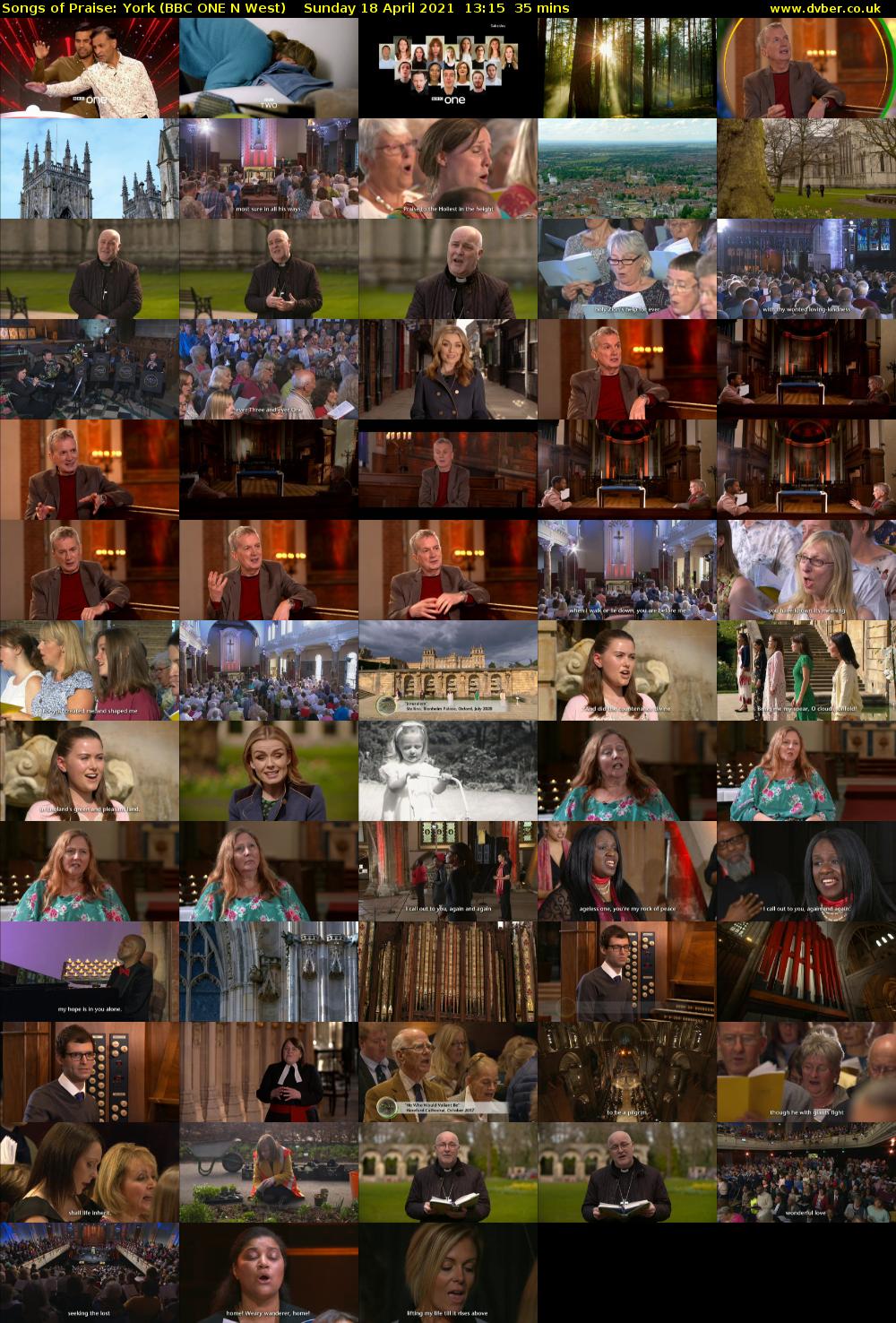 Songs of Praise: York (BBC ONE N West) Sunday 18 April 2021 13:15 - 13:50