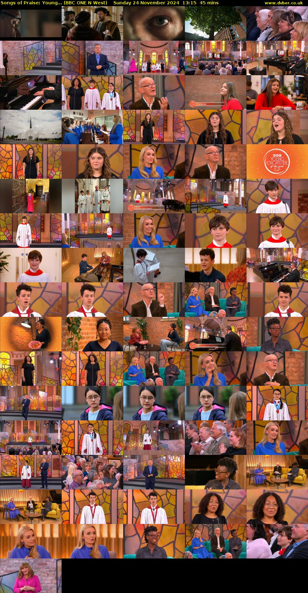 Songs of Praise: Young... (BBC ONE N West) Sunday 24 November 2024 13:15 - 14:00