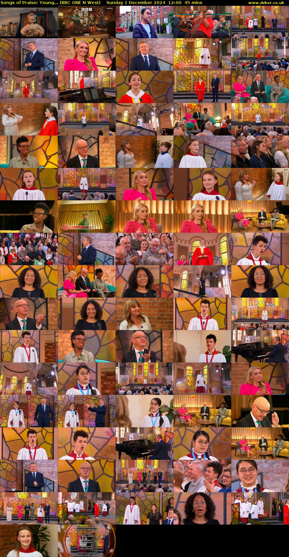 Songs of Praise: Young... (BBC ONE N West) Sunday 1 December 2024 12:00 - 12:45
