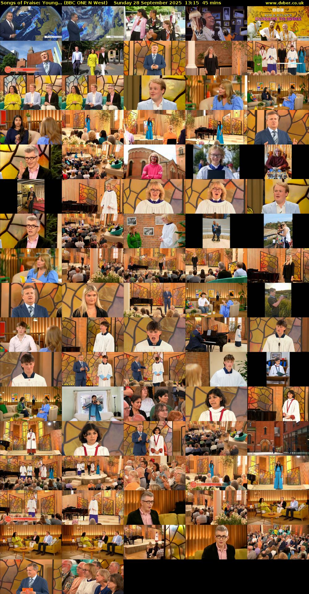 Songs of Praise: Young... (BBC ONE N West) Sunday 28 September 2025 13:15 - 14:00