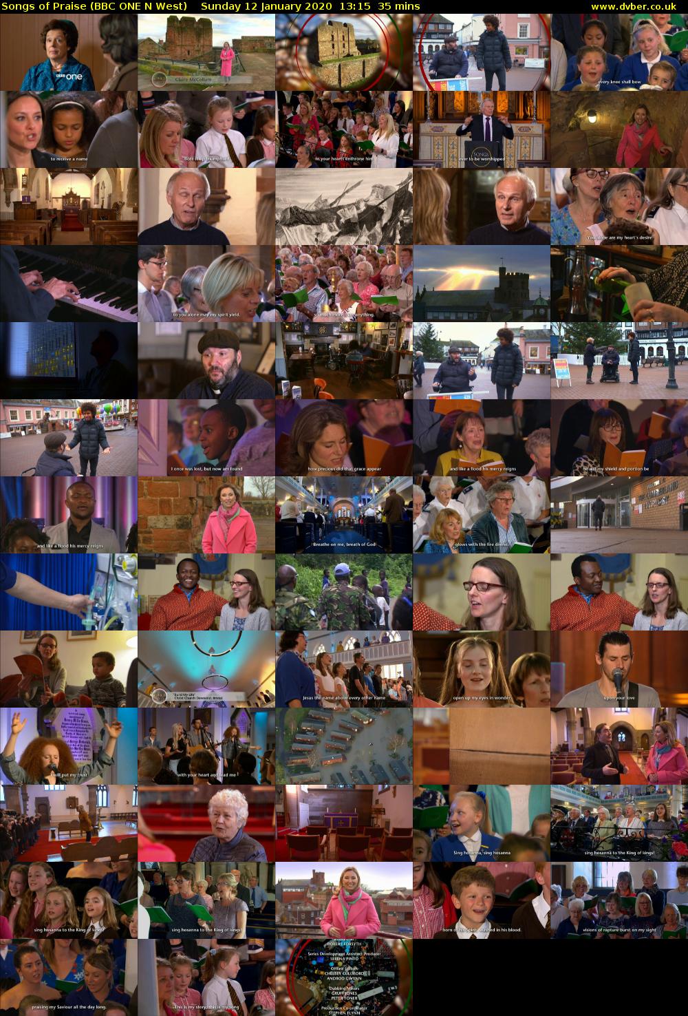 Songs of Praise (BBC ONE N West) Sunday 12 January 2020 13:15 - 13:50