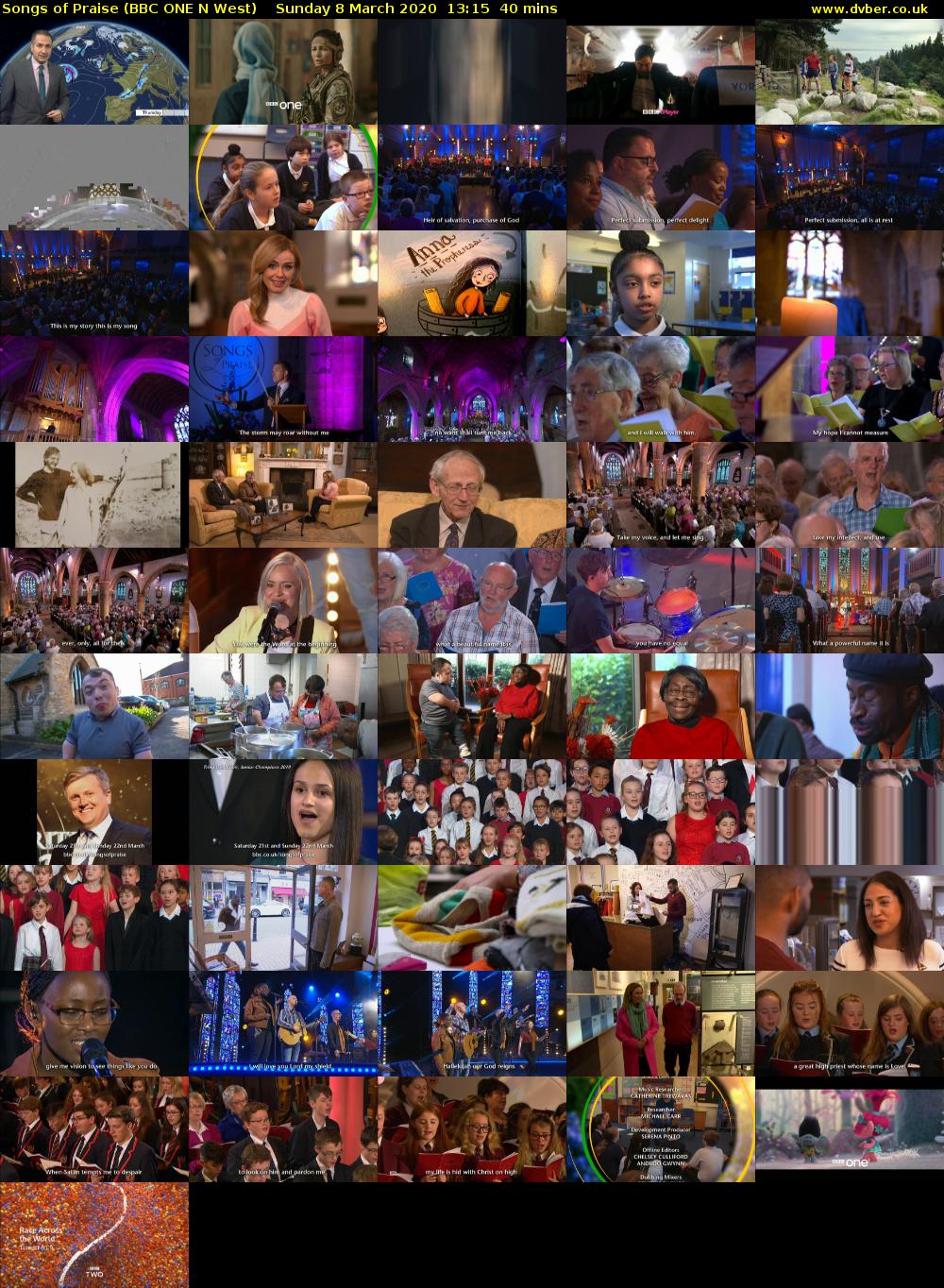 Songs of Praise (BBC ONE N West) Sunday 8 March 2020 13:15 - 13:55