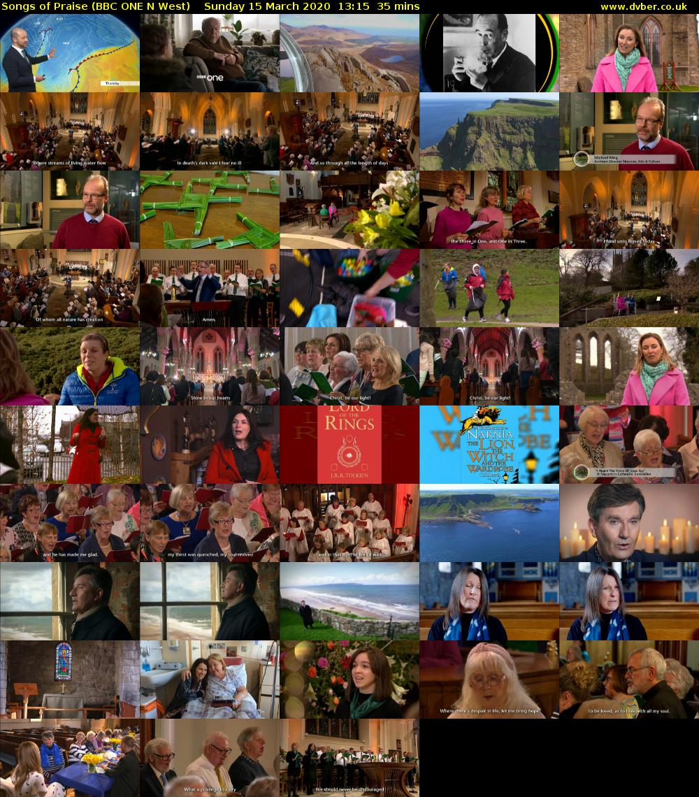 Songs of Praise (BBC ONE N West) Sunday 15 March 2020 13:15 - 13:50