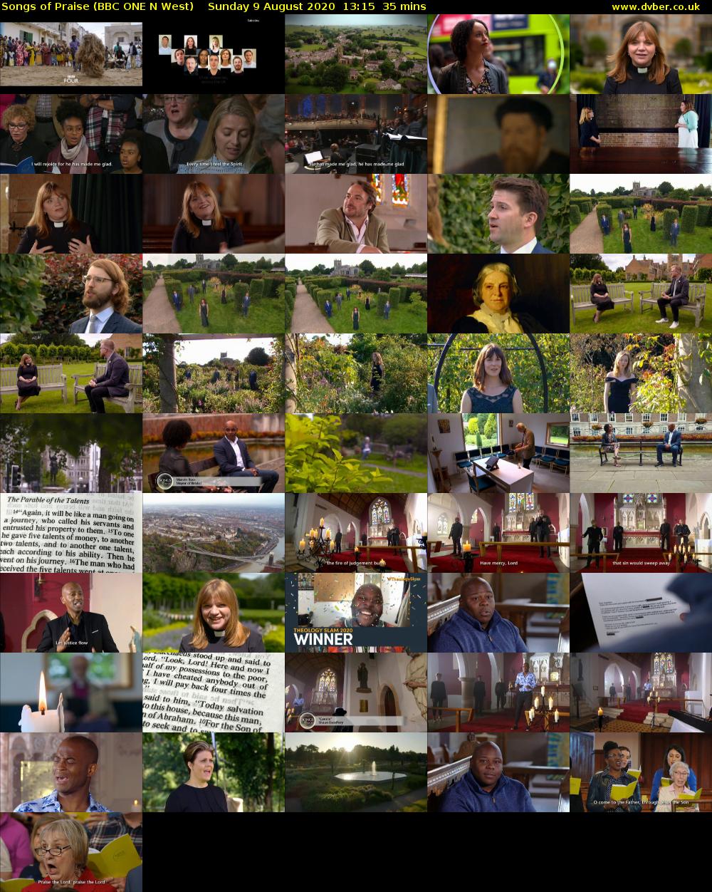 Songs of Praise (BBC ONE N West) Sunday 9 August 2020 13:15 - 13:50
