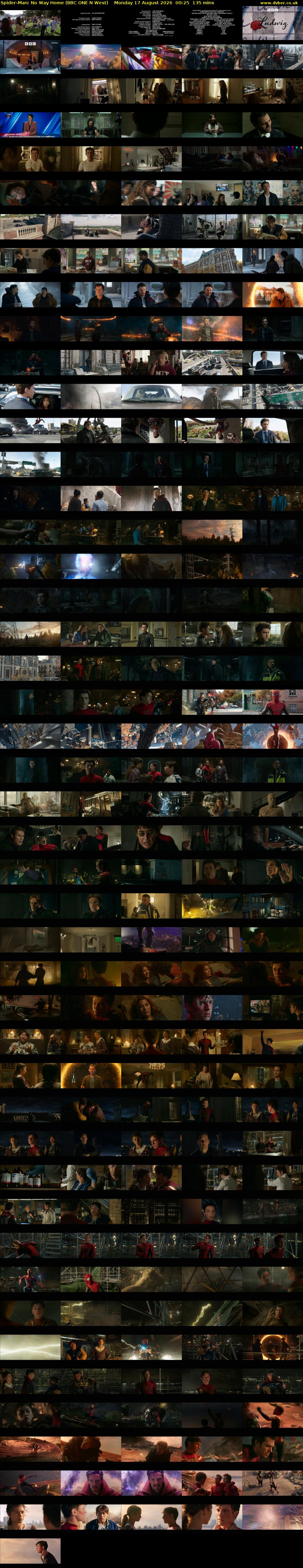 Spider-Man: No Way Home (BBC ONE N West) Monday 17 August 2026 00:25 - 02:40