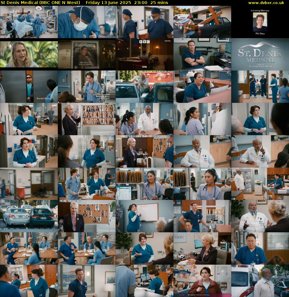 St Denis Medical (BBC ONE N West) Friday 13 June 2025 23:00 - 23:25