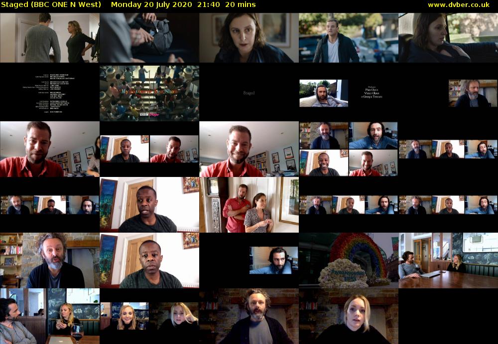 Staged (BBC ONE N West) Monday 20 July 2020 21:40 - 22:00