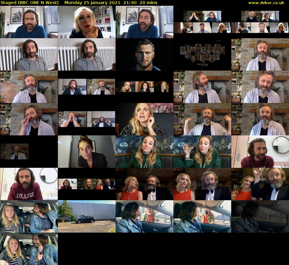 Staged (BBC ONE N West) Monday 25 January 2021 21:40 - 22:00