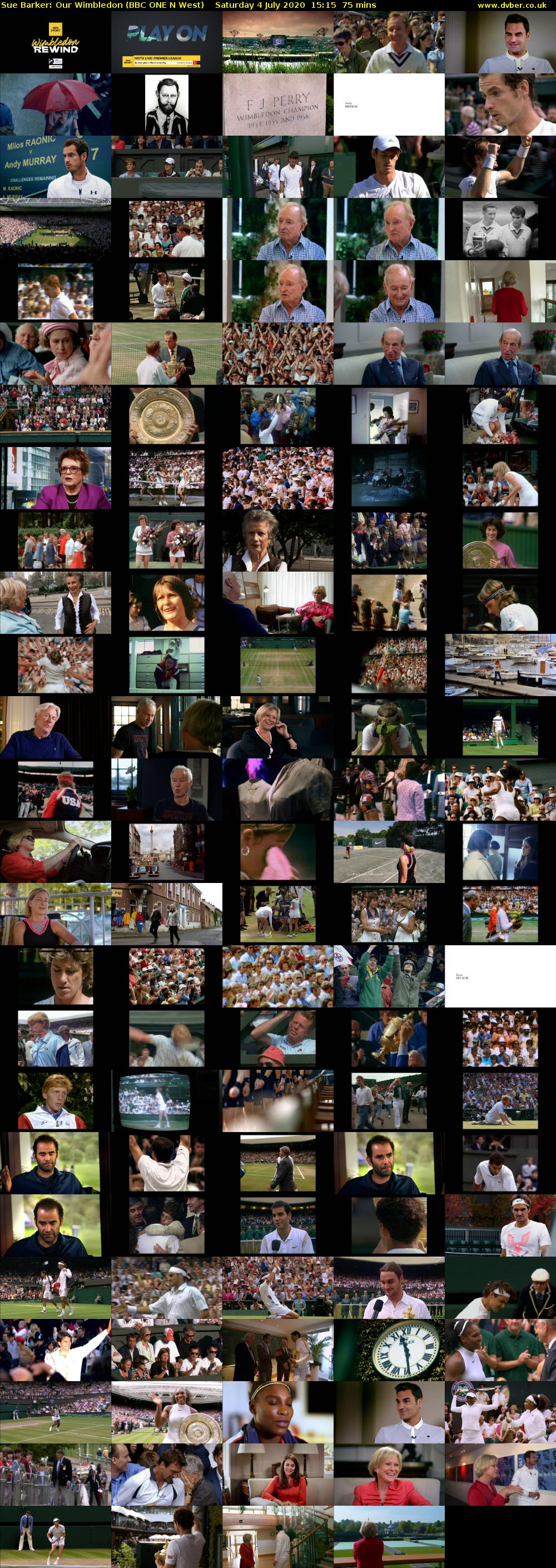 Sue Barker: Our Wimbledon (BBC ONE N West) Saturday 4 July 2020 15:15 - 16:30