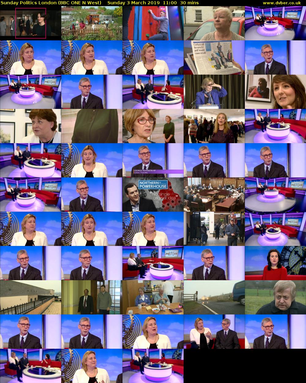 Sunday Politics London (BBC ONE N West) Sunday 3 March 2019 11:00 - 11:30