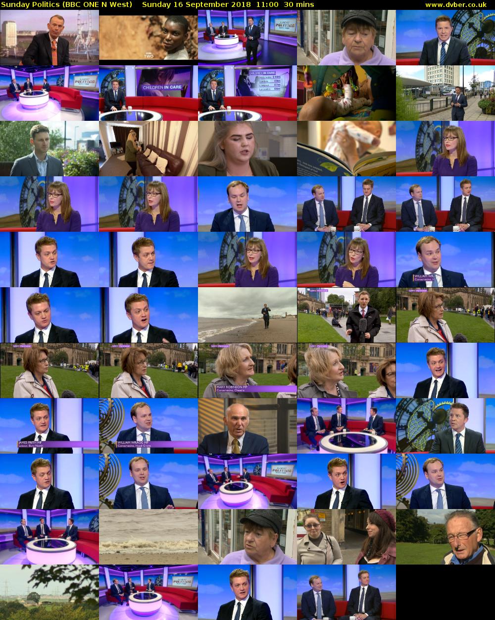 Sunday Politics (BBC ONE N West) Sunday 16 September 2018 11:00 - 11:30